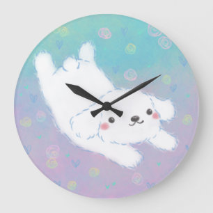 Cute Puppy met Pastelkleurige Bloemen Grote Klok