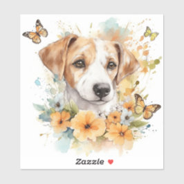 Cute Puppy met Spring Flowers Sticker