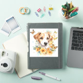 Cute Puppy met Spring Flowers Sticker (iPad Cover)