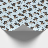 Cute Puppy Pattern Blue Cadeaupapier (Hoek)