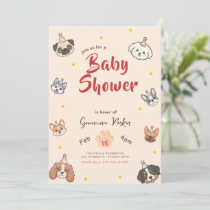 Cute Puppy Pawty Hond Baby Shower Kaart