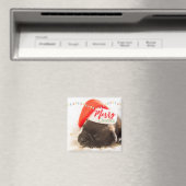 Cute Puppy Pug in een Rode Kerstmis Magneet (Insitu (Vaatwasser))