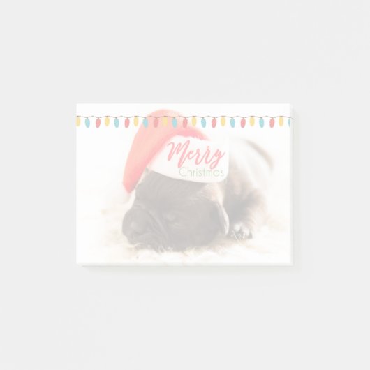 Cute Puppy Pug in een Rode Kerstmis Post-it® Notes (Voorkant)