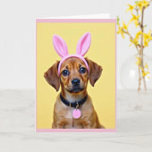 Cute Puppy Rabbit Ears Card Kaart (Gele Bloem)