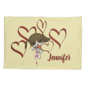 Cute Puppy Red Hearts gepersonaliseerd Kussensloop (Achterkant)