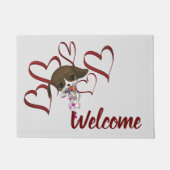 Cute Puppy Red Hearts Welkom Deurmat (Voorkant)