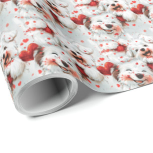 Cute puppy rode harten Valentijnsdag cadeauverpakk Cadeaupapier