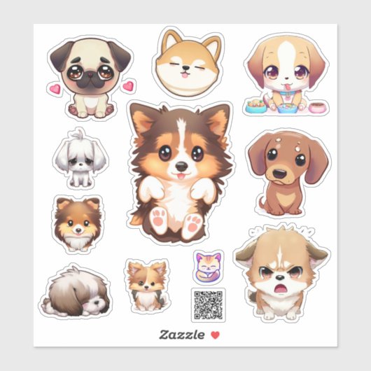 cute puppy stickers (Feuille)