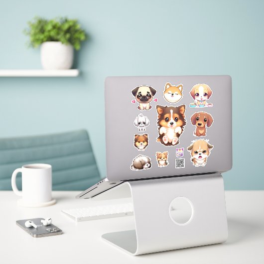 cute puppy stickers (Ordinateur portable sur le bureau)