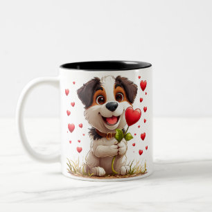 💖 Cute Puppy Valentijns Cadeau Voor Hondenliefheb Tweekleurige Koffiemok