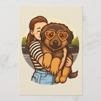 Cute Puppy with Heart Sunglasses Kaart