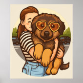 Cute Puppy with Heart Sunglasses Poster (Voorkant)