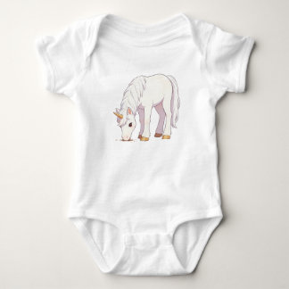 Cute Pure Witte Eenhoorn Grazing Kawaii Unisex T-S Romper