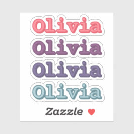Cute Purple and Pastel Colors Kids Custom Name Sticker