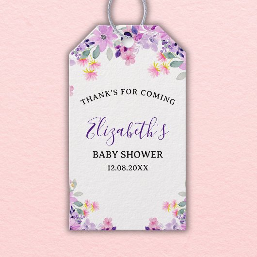 Cute Purple and Pink Spring Flowers Cadeaulabel