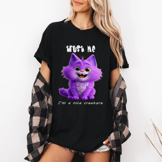 Cute Purple Cat | Trust Me I'm a Nice Creature T-shirt