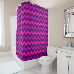 Cute Purple Chevrons Rose Douche Rideau
