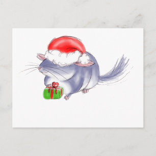 Cute Purple Chinchilla Christmas Feestdagenkaart