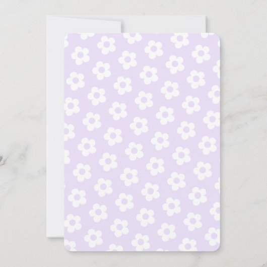 Cute Purple Daisy Pattern 1st Birthday Party Kaart (Achterkant)