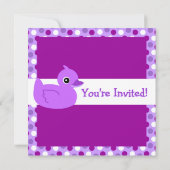 Cute Purple Ducky avec Pois Invitation d'anniversa (Dos)