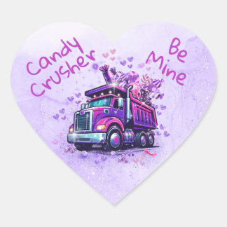 Cute Purple Dump Truck Valentine  Hart Sticker