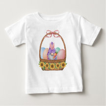 CUTE PURPLE GNOME SITTING COLORFUL EASTER BASKET