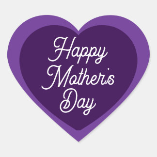  Cute Purple Happy Mother's Day Hart Sticker