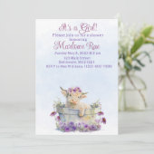 Cute Purple Highland vache baby shower invitation (Debout devant)