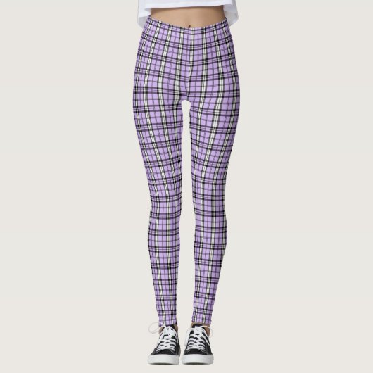 Cute Purple Plaid Leggings (Devant)