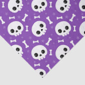 Cute Purple Skull & Bones Halloween Pattern Tissuepapier (Detail)