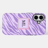 Cute Purple Zebra Pattern Personalized Initial Case-Mate iPhone Case (Achterkant (horizontaal))