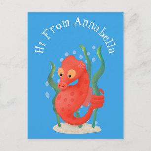 Cute pygmy seahorse cartoon briefkaart