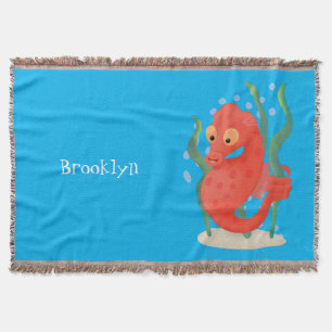 Cute pygmy seahorse cartoon deken