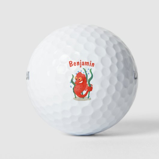 Cute pygmy seahorse cartoon golfballen (Voorkant)