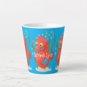 Cute pygmy seahorse cartoon latte mok