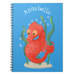 Cute pygmy seahorse cartoon notitieboek