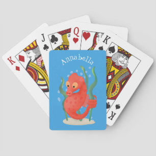Cute pygmy seahorse cartoon pokerkaarten