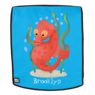 Cute pygmy seahorse cartoon rugtassen