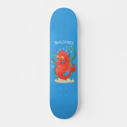 Cute pygmy seahorse cartoon skateboard (Voorkant)