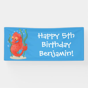 Cute pygmy seahorse cartoon spandoek