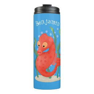 Cute pygmy seahorse cartoon thermosbeker