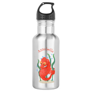 Cute pygmy seahorse cartoon waterfles