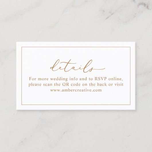 Cute QR Code Mariage Site Web Détails Cartes (Devant)