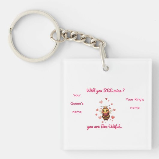 cute queen bee valentine  sleutelhanger (voorkant)