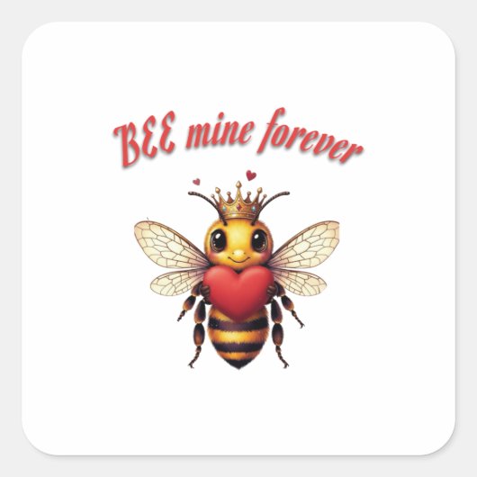 cute queen bee valentine vierkante sticker (Voorkant)