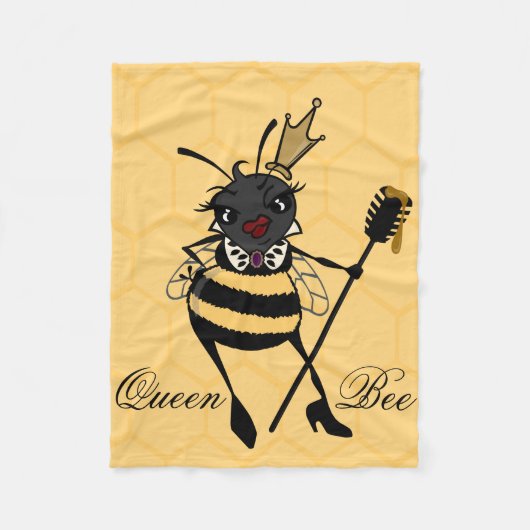 CUTE QUEEN BEEN MET HONEYCOMB FLEECE BLANKET (Voorkant)