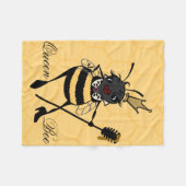 CUTE QUEEN BEEN MET HONEYCOMB FLEECE BLANKET DEKEN (Voorkant (Horizontaal))