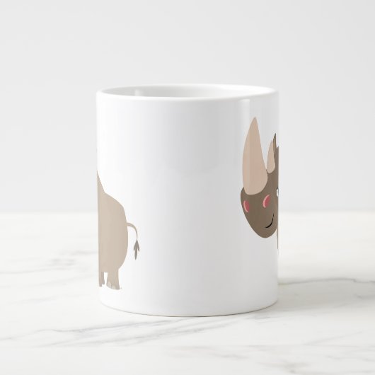 Cute Quiet Cartoon Rhino Extra Grote Mok (Voorkant)