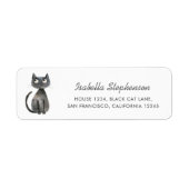 Cute Quirky Black Cat Return Address Etiket (Voorkant)