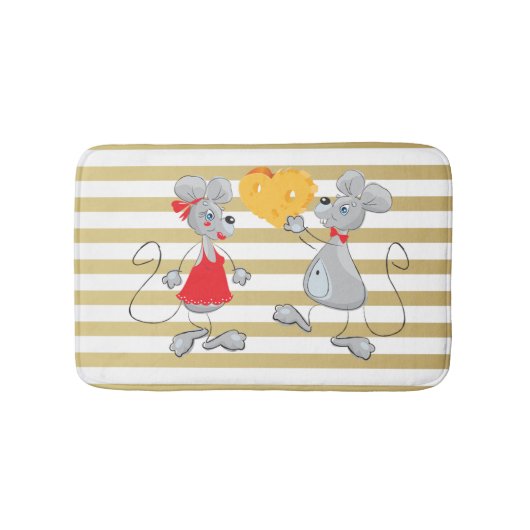 Cute Quirky Whimsical Mouses-Stripes Badmat (Voorkant)